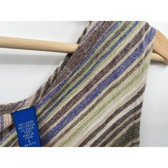 Karen Scott Vintage Womens Sleeveless Linen Blend V-Neck Midi Dress Size Large - Picture 5 of 15